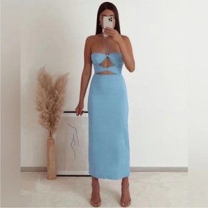 Zara Blue Cutout Bodycon Dress